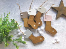 Load image into Gallery viewer, Wooden Christmas Boot hanging decoration - can be personalised
