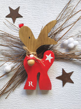 Load image into Gallery viewer, Reindeer Christmas Decoration, wooden Christmas gift, Rudolph Rustic Christmas decor,Hygge home,
