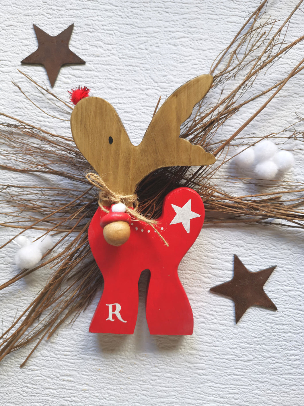 Reindeer Christmas Decoration, wooden Christmas gift, Rudolph Rustic Christmas decor,Hygge home,