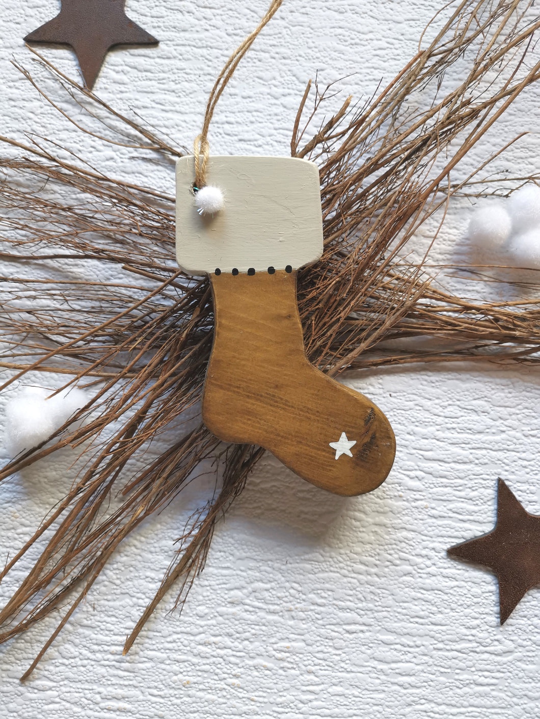 Wooden Christmas Boot hanging decoration - can be personalised