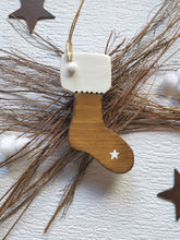 Load image into Gallery viewer, Wooden Christmas Boot hanging decoration - can be personalised
