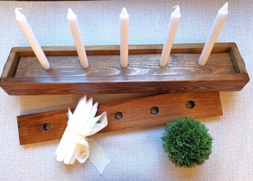 Low Wooden tray , Candle display, table centerpiece