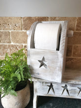 Load image into Gallery viewer, Wooden Toilet Roll Holder, star detail
