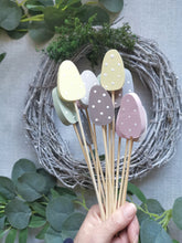 Load image into Gallery viewer, Wooden Egg Decorations , flower pick, Set of Five
