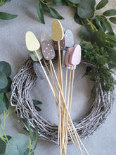 Load image into Gallery viewer, Wooden Egg Decorations , flower pick, Set of Five
