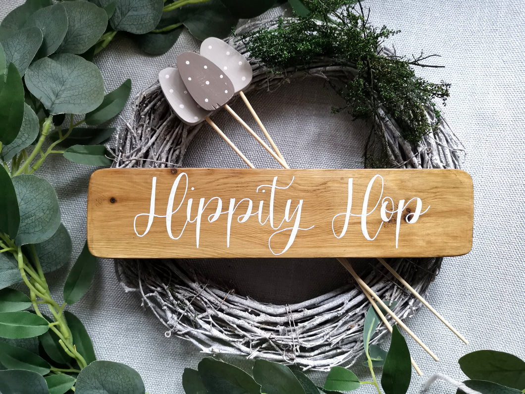 Wooden Freestanding Spring Sign - Hippity Hop