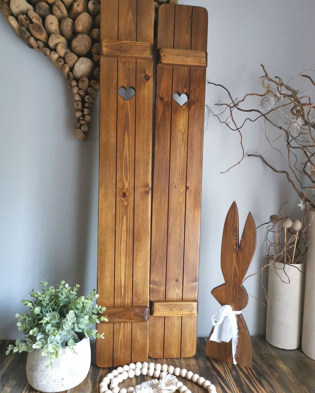 Slim Tall Wooden Shutter Panels - 1 Metre tall x 140mm