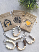 Load image into Gallery viewer, Teachers Gift, burlap bag with beaded keychain
