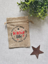 Load image into Gallery viewer, Teachers Gift, burlap bag with beaded keychain
