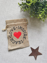 Load image into Gallery viewer, Teachers Gift, burlap bag with beaded keychain
