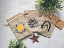 Load image into Gallery viewer, Teachers Gift, burlap bag with beaded keychain
