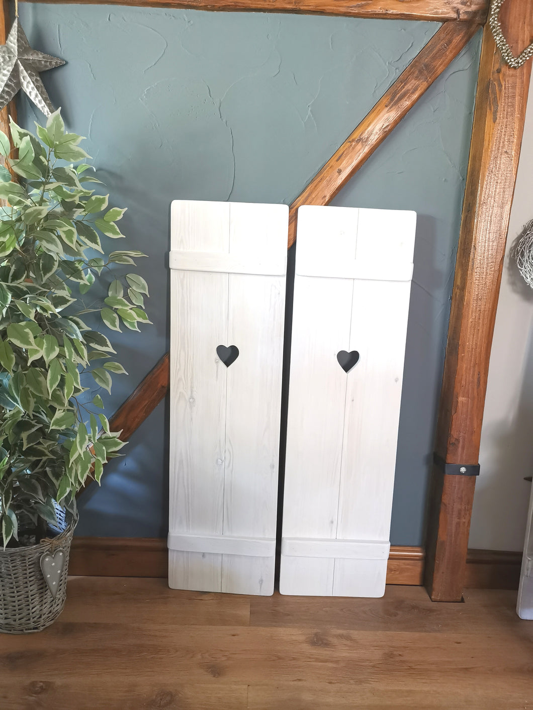 Wooden Shutter sytle Panels - PAIR 1100 mm x 310mm