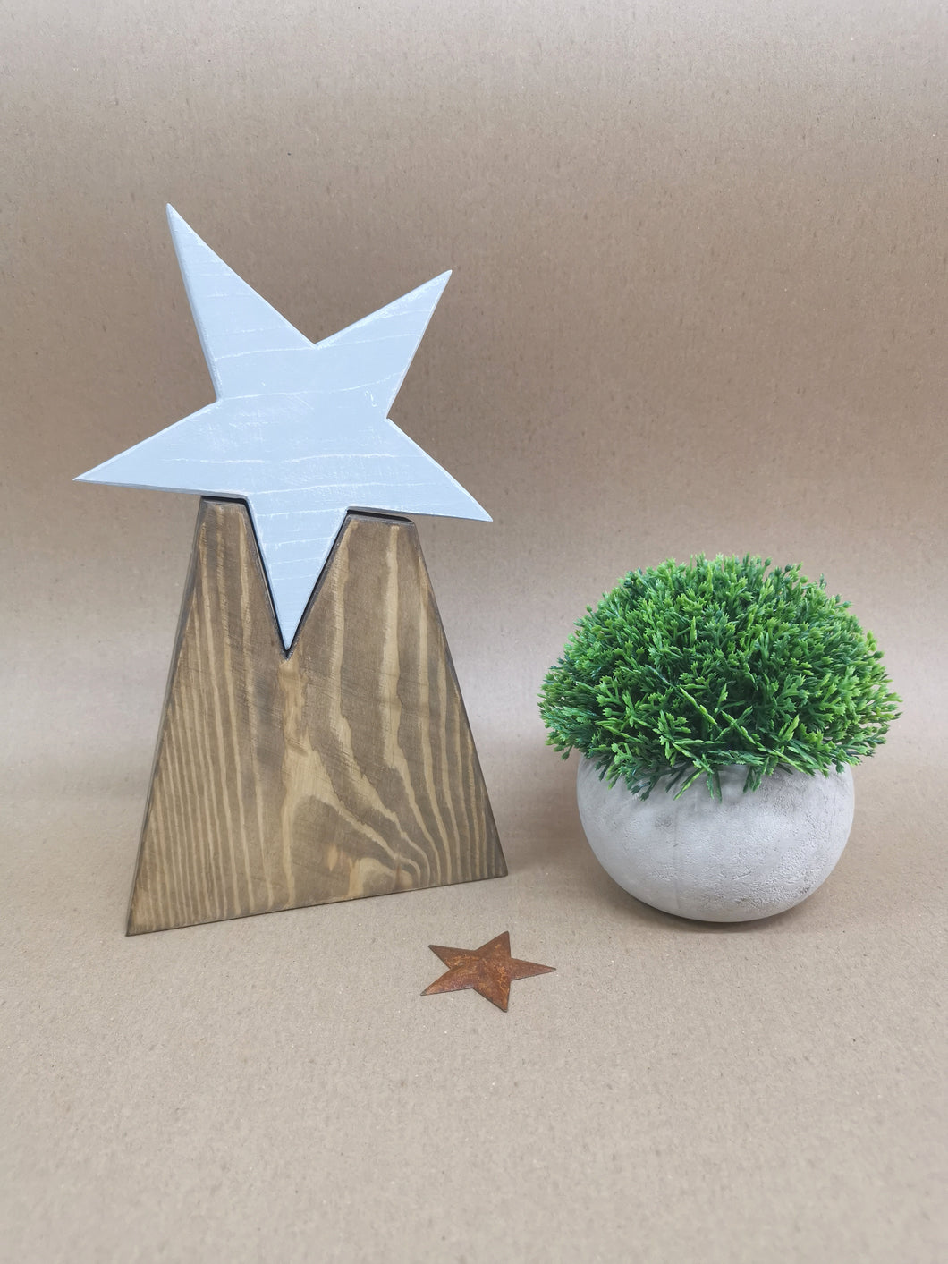 Star on wooden base