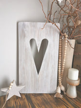 Load image into Gallery viewer, Wall Art Heart Panel,Decorative wall panel, heart wall hanging, wall art, heart decor, home interiors, rustic wooden heart panel
