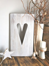 Load image into Gallery viewer, Wall Art Heart Panel,Decorative wall panel, heart wall hanging, wall art, heart decor, home interiors, rustic wooden heart panel
