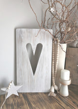 Load image into Gallery viewer, Wall Art Heart Panel,Decorative wall panel, heart wall hanging, wall art, heart decor, home interiors, rustic wooden heart panel
