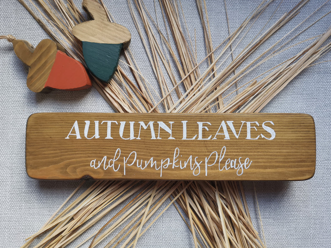 Wooden Autumn Leaves Handmade Sign