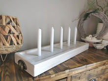 Load image into Gallery viewer, Low Wide Wooden Styling Tray with candle insert, Table centerpiece, candle display
