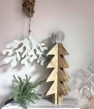 Load image into Gallery viewer, Wooden 3d Christmas Tree with metal stars
