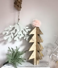 Load image into Gallery viewer, Wooden 3d Christmas Tree with metal stars
