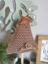 Load image into Gallery viewer, Brown Knitted Tree in Painted Terracotta pots
