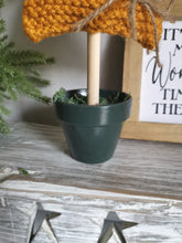 Load image into Gallery viewer, Mustard Knitted Tree in Painted Terracotta pots
