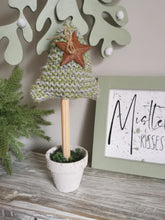 Load image into Gallery viewer, Green &amp; Grey Knitted Tree in Painted Terracotta pots
