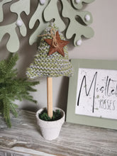 Load image into Gallery viewer, Green &amp; Grey Knitted Tree in Painted Terracotta pots
