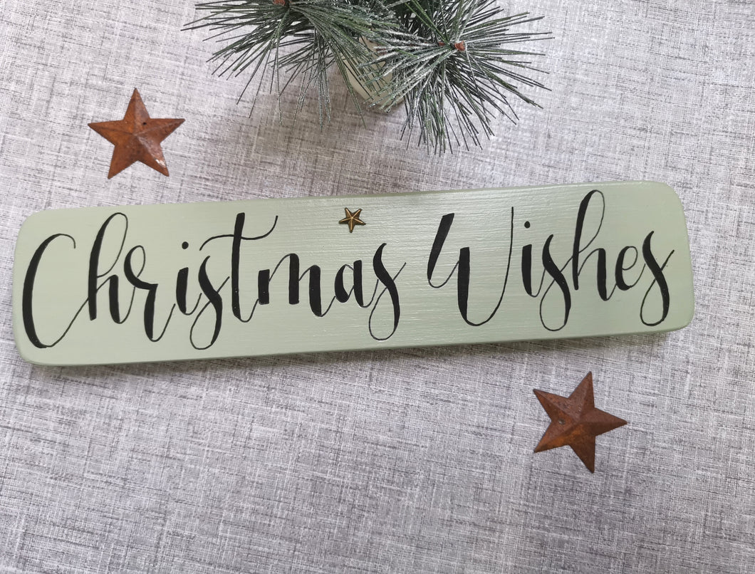 Wooden Freestanding Christmas Sign - Christmas Wishes