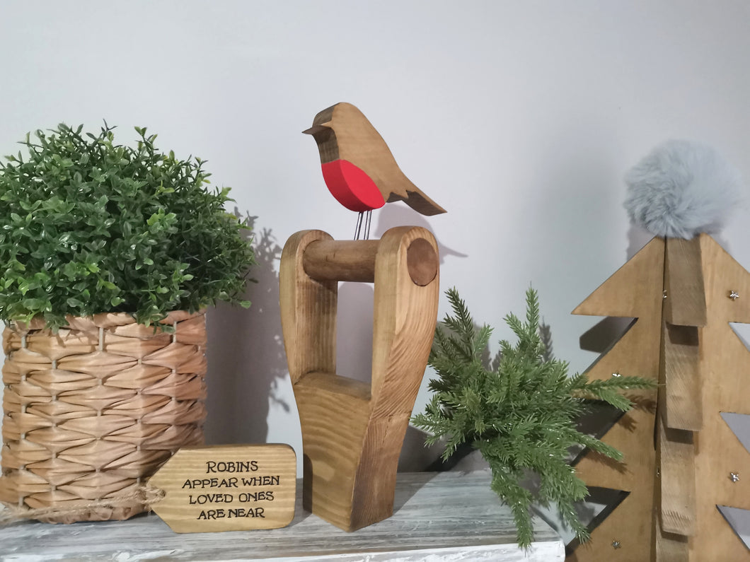 Robin on Handmade Wooden Handle