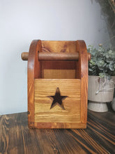 Load image into Gallery viewer, Wooden Toilet Roll Holder, star detail
