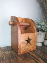 Load image into Gallery viewer, Wooden Toilet Roll Holder, star detail
