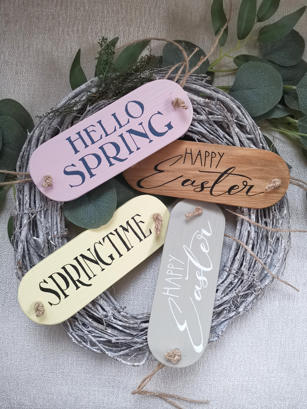Wooden Tag for Spring / Easter wreath