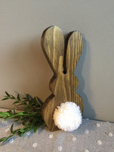 Load image into Gallery viewer, Freestanding Wooden Rabbit Bunny with White pom pom tail Easter Gift Nursery Home Decor
