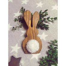 Load image into Gallery viewer, Wooden Rabbit, Bunny with pom pom tail, Easter Gift Nursery Home Decor Personalised
