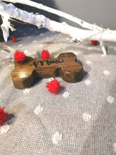 Load image into Gallery viewer, Christmas Tree Decoration, Wooden Dog Bone, Personalised Home Decor Gift,
