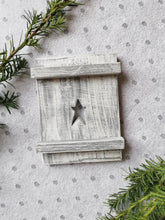 Load image into Gallery viewer, Small wooden shutter, spring home decor display, hearts or stars, rustic interiors, gift, homewares
