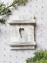 Load image into Gallery viewer, Small wooden shutter, spring home decor display, hearts or stars, rustic interiors, gift, homewares
