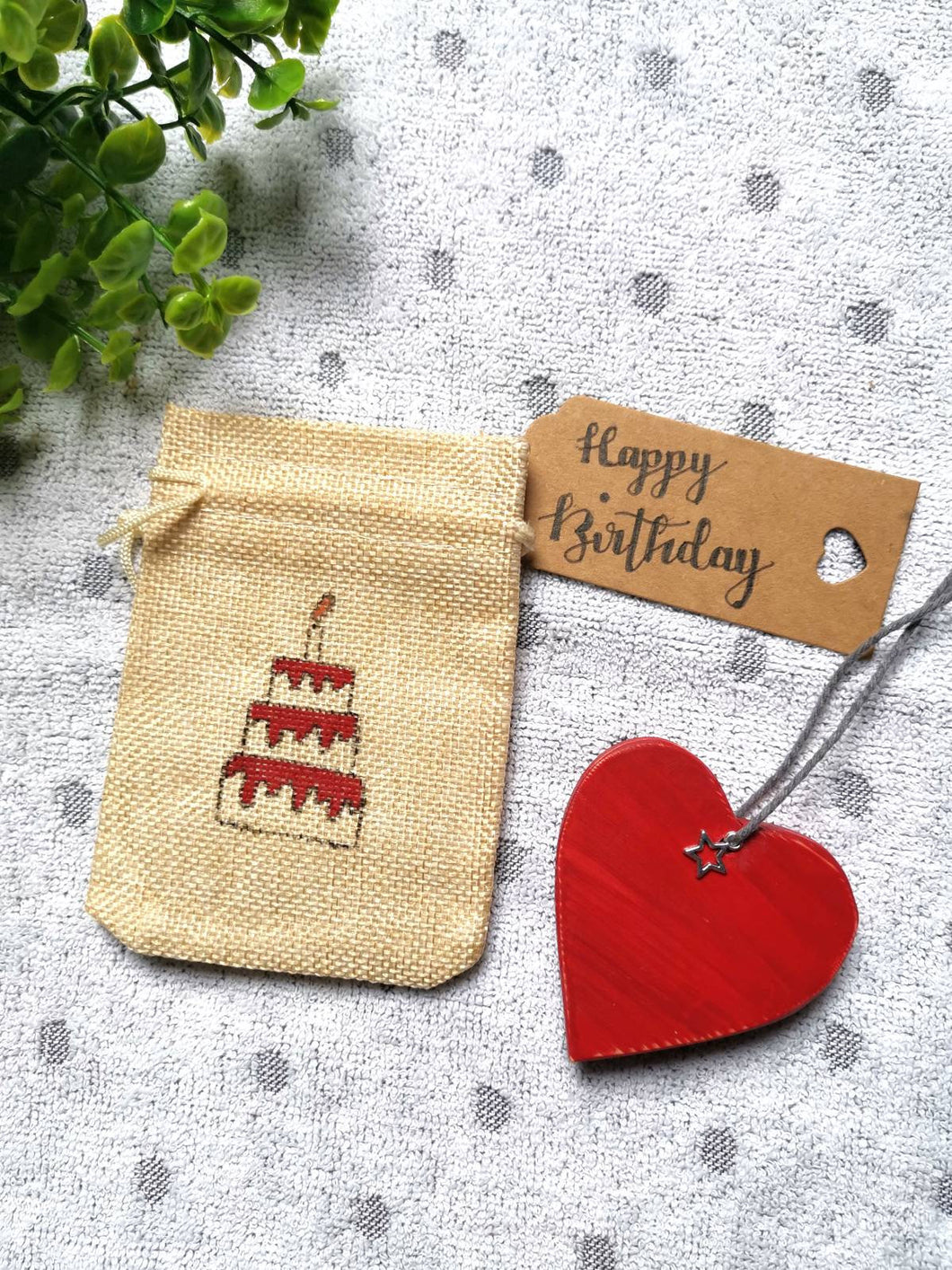 Birthday Gift lockdown, Letterbox gift, Treat bag with wooden heart,