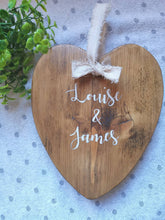 Load image into Gallery viewer, Personalised Wooden Heart ,Wedding, Anniversary keepsake gift
