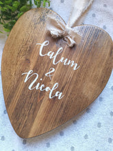 Load image into Gallery viewer, Personalised Wooden Heart ,Wedding, Anniversary keepsake gift
