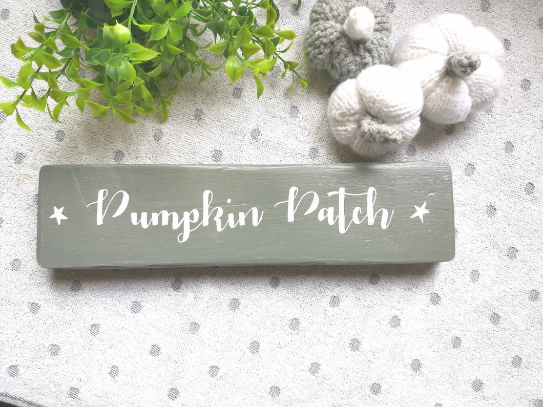 Rustic wooden Pumpkin Patch sign, Autumn decor Farmhouse Country kitchen GREY, Pink, Cream, Blue