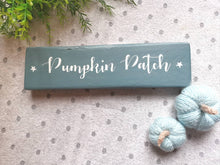 Load image into Gallery viewer, Rustic wooden Pumpkin Patch sign, Autumn decor Farmhouse Country kitchen GREY, Pink, Cream, Blue
