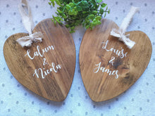 Load image into Gallery viewer, Personalised Wooden Heart ,Wedding, Anniversary keepsake gift
