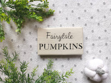 Load image into Gallery viewer, Pumpkin wooden sign | Fairytale Pumpkins| Autumn decor | Farmhouse Country kitchen Dark Oak, Potters Clay, Evergreen
