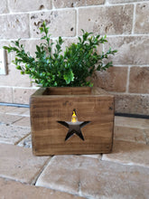 Load image into Gallery viewer, Primitive wooden star or Heart Candle Holder
