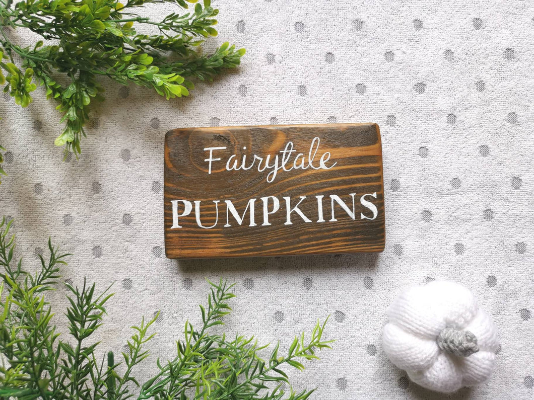 Pumpkin wooden sign | Fairytale Pumpkins| Autumn decor | Farmhouse Country kitchen Dark Oak, Potters Clay, Evergreen