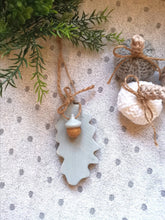 Load image into Gallery viewer, Wooden Hanging Oak Leaf &amp; Wooden Acorn - children gift keepsake memory Teachers Gift Autumn home decor New Home Gift
