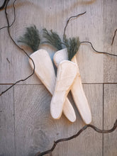 Load image into Gallery viewer, Set of 3 Wooden Carrots, Spring decor, rustic primitive farmhouse Country kitchen, wonky veg, vegetable display
