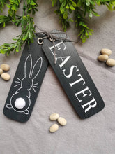 Load image into Gallery viewer, Wooden Easter Tags, Easter signs, spring decor, tiered tray accessories, Monochrome, wooden Hanging tags,
